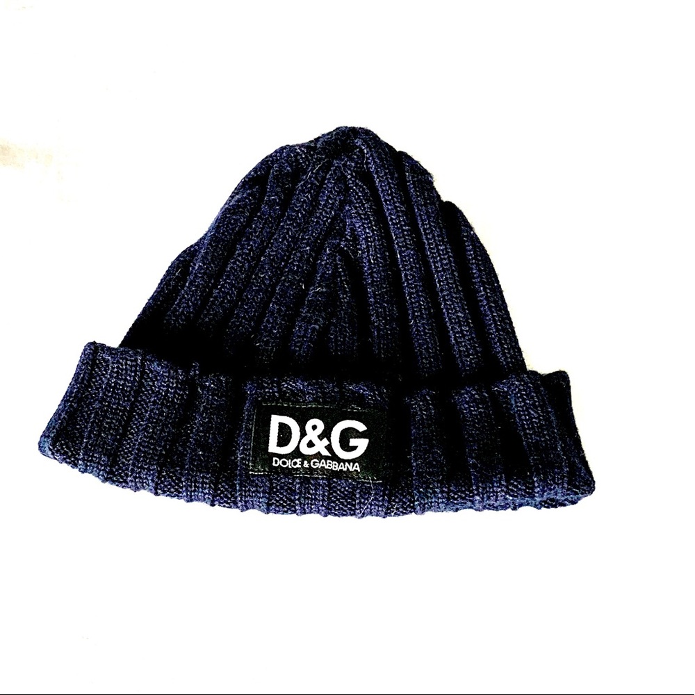 Dolce & Gabbana authentic D&G wool beanie in navy